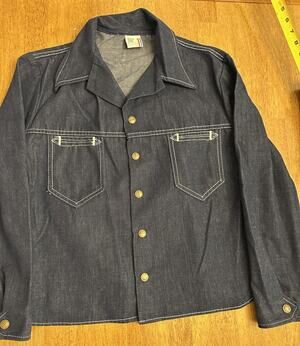 Vintage 1970s Billy the Kid Kids Denim Shirt Western Size 14H cowboy rodeo Retro